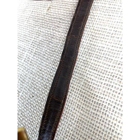 Vintage Brown Lizard Handbag, Brass fittings, Rounded Structure, Exc Condition - Picture 7 of 9